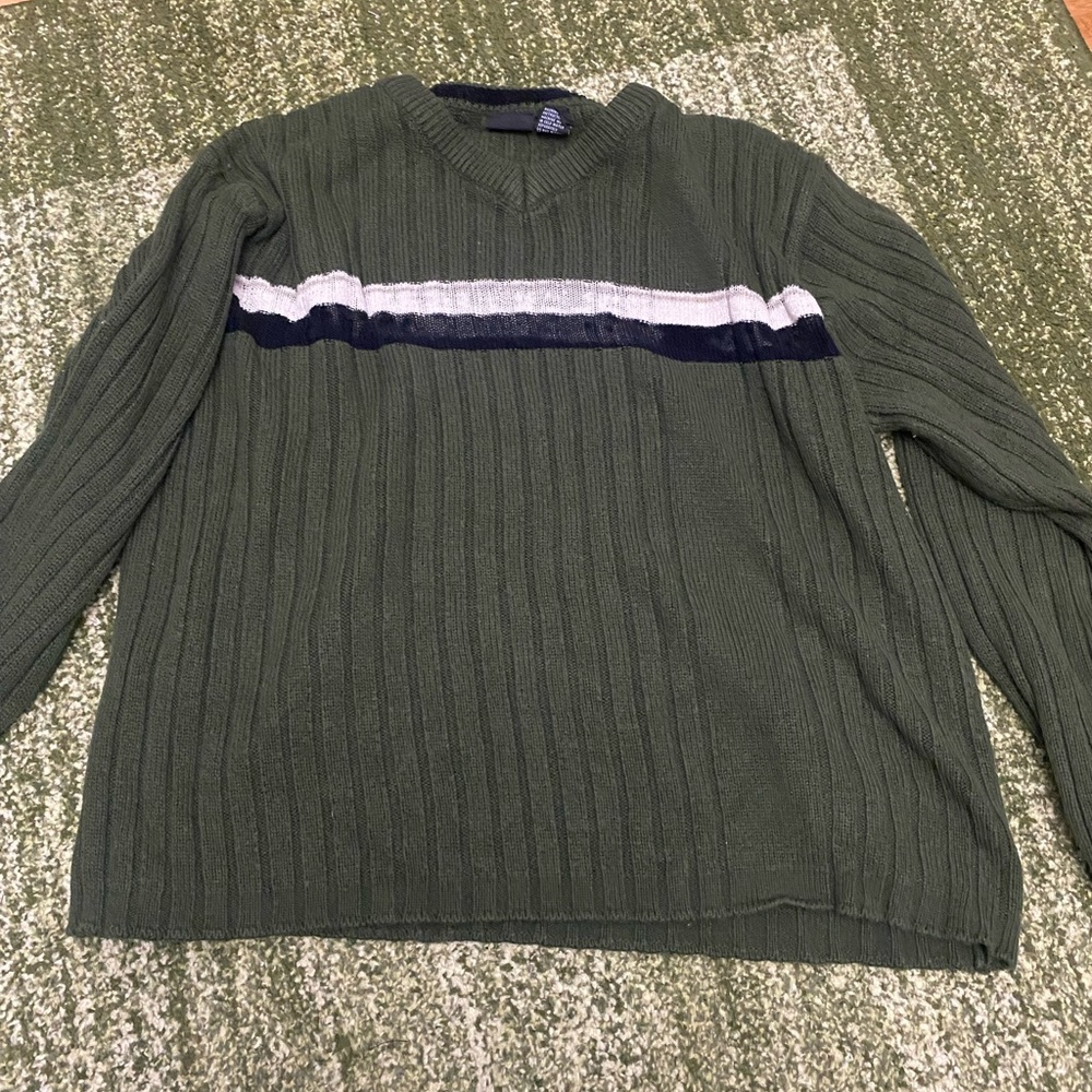 green sweater